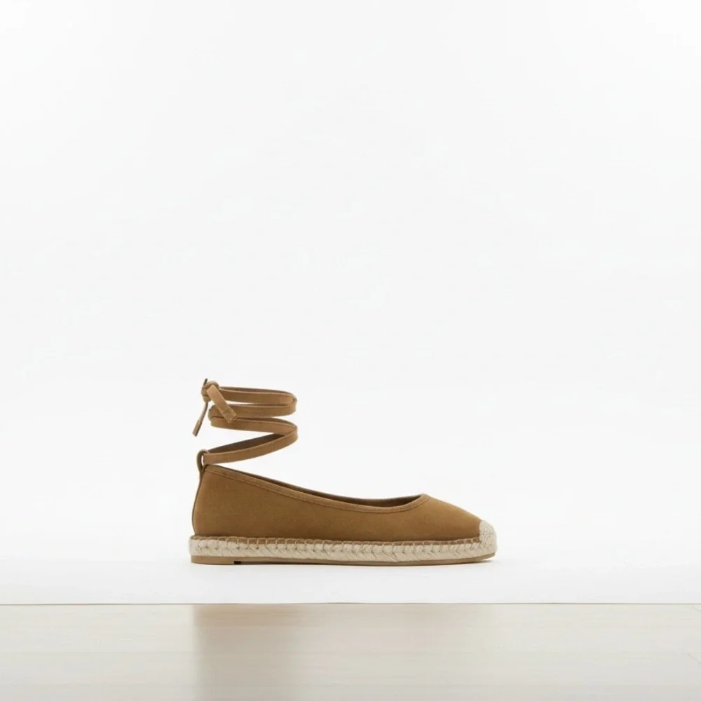 Zara NWOT Suede Lace-up Espadrilles